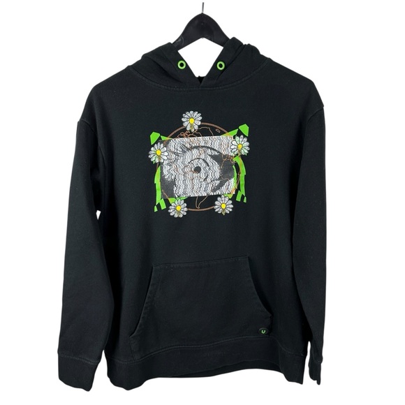 Mens Y2K Vitriol Streetwear Logo Flower Double Sided Pullover Hoodie Size S